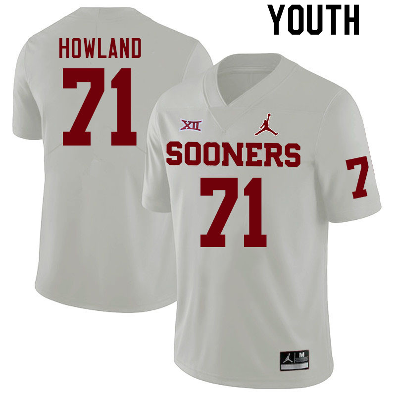 Youth #71 Logan Howland Oklahoma Sooners College Football Jerseys Stitched Sale-White - Click Image to Close